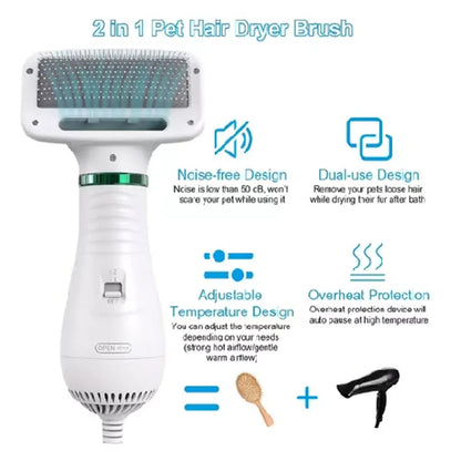 PeluFresh – Cepillo Secador 2 en 1 para Mascotas.