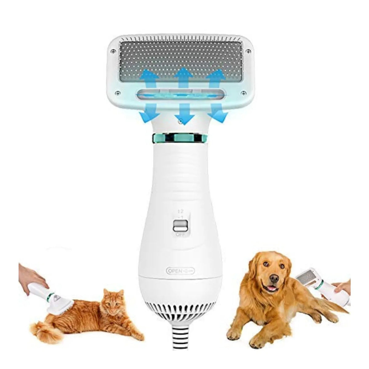 PeluFresh – Cepillo Secador 2 en 1 para Mascotas.